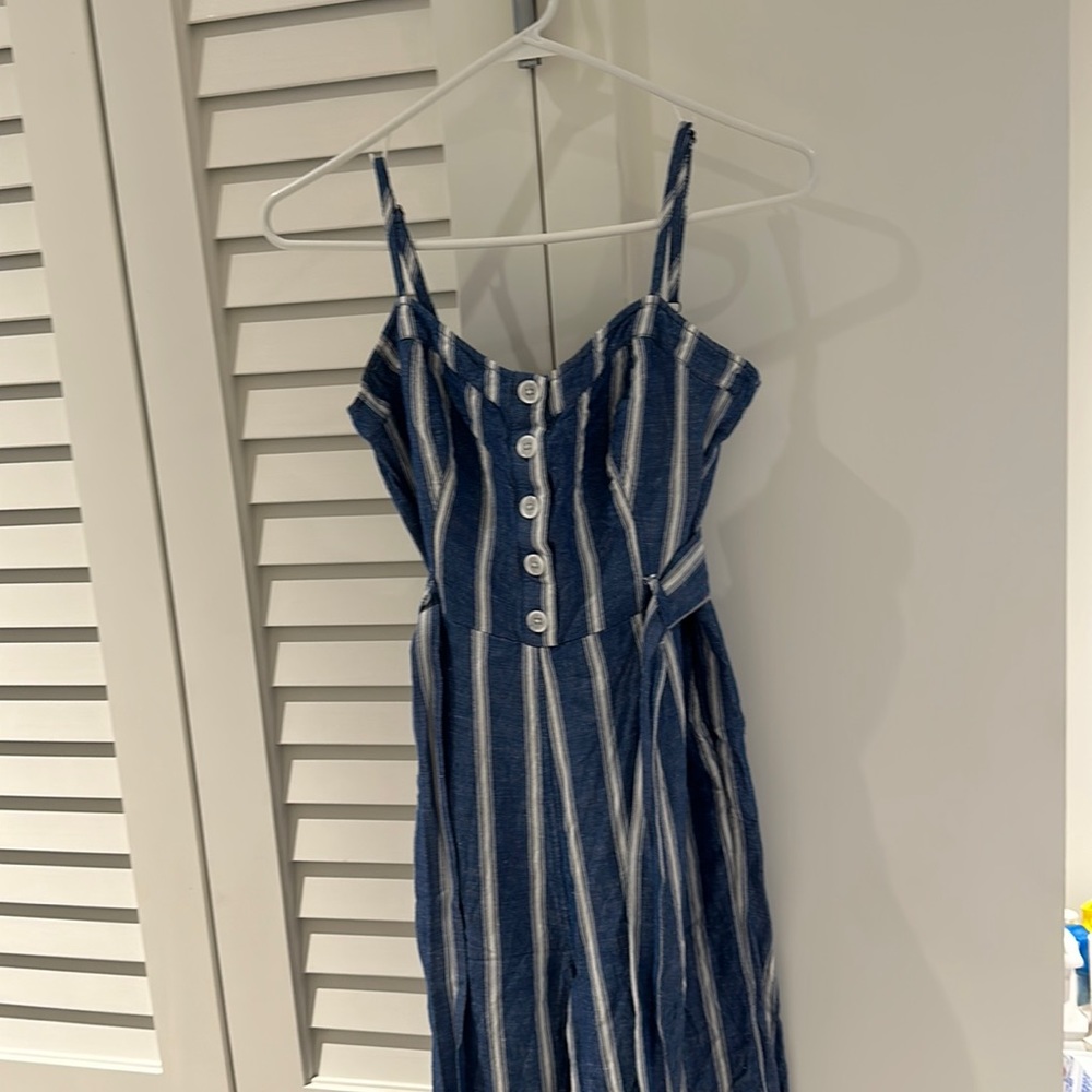 Rails romper blue white stripe